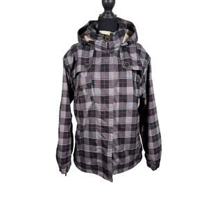 Sessions Ridge Series Womens Large Plaid Snowboard Ski Jacket 10K Sherpa Hood